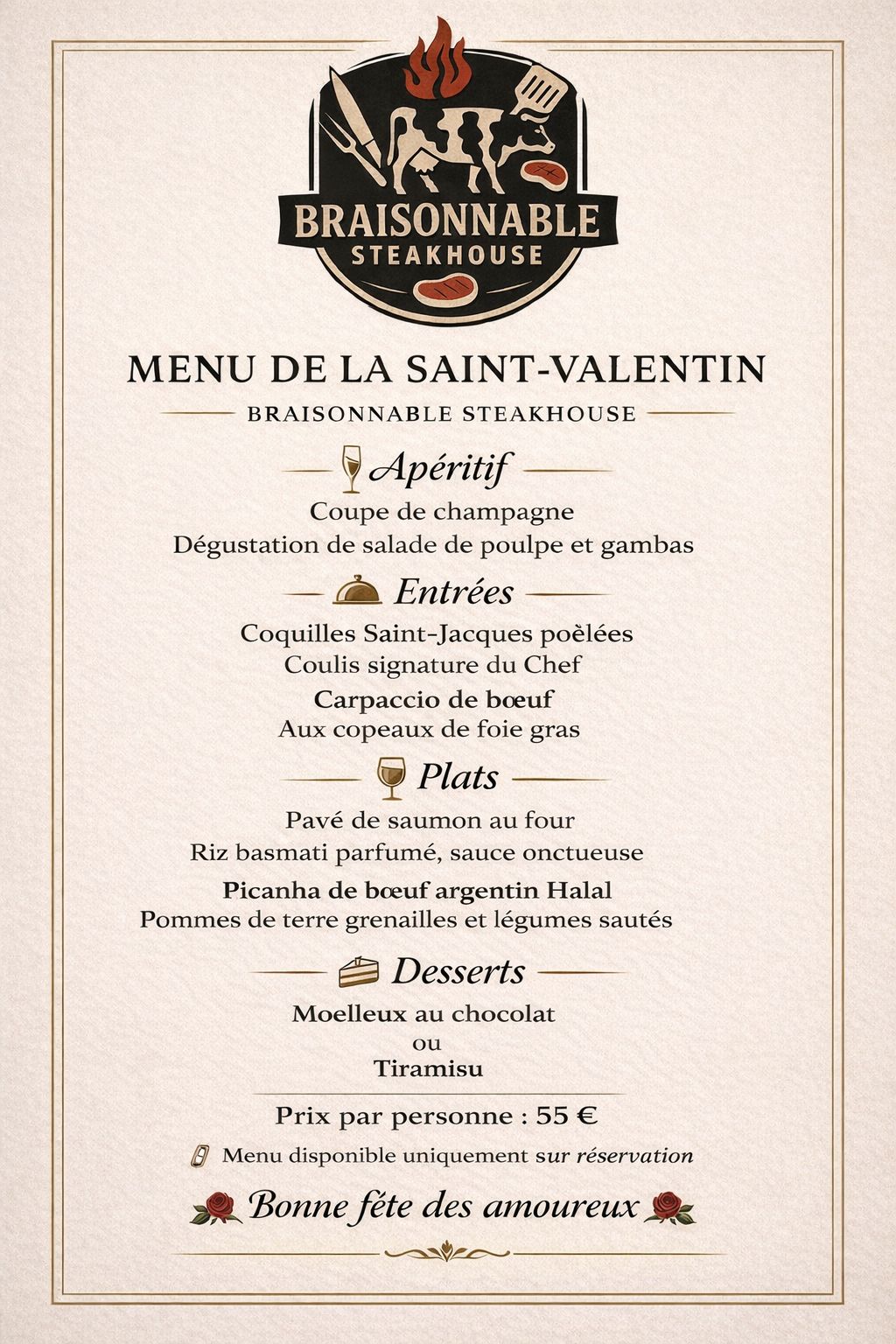Menu Saint-Valentin