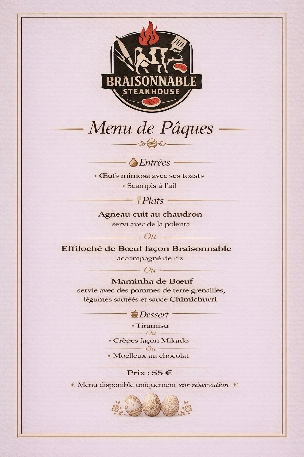Menu de Pâques